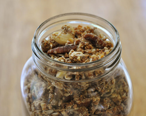 homemade granola in a mason jar