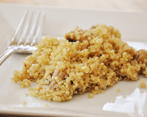 A simple vegetarian recipe for quinoa and mushroom pilaf makes the perfect side dish or lunch. | livinglou.com