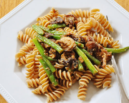 mushroom and green bean pasta