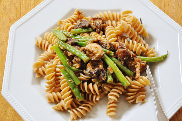 mushroom and green bean pasta