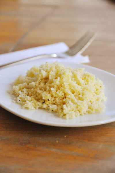 Spiced couscous on a white plate