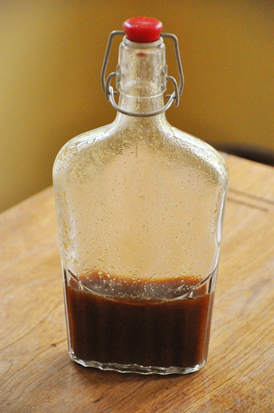 Homemade worcestershire sauce in a bottle