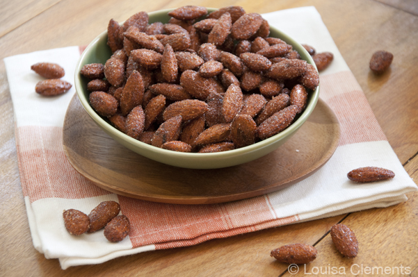 A bowl of chipotle roasted almonds