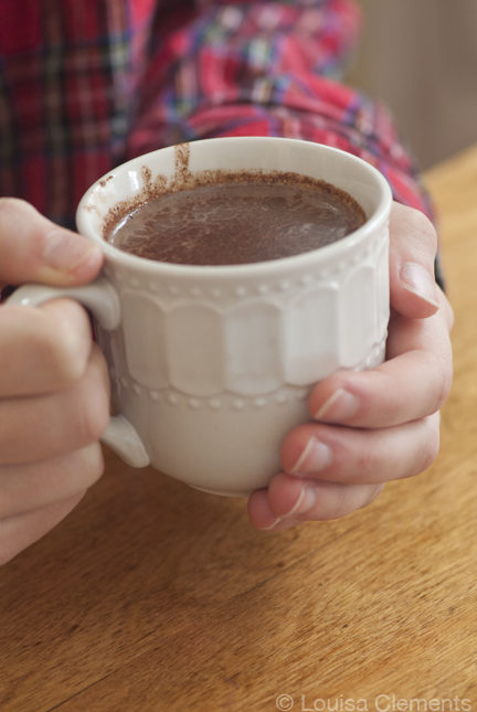 A simple and rich recipe for hot cocoa perfect for a snow day with a touch of cinnamon, vanilla and a combination of semisweet and bittersweet chocolate. | livinglou.com