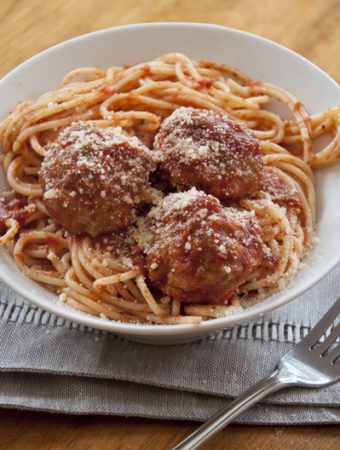 The best meatballs and a plate of spaghetti