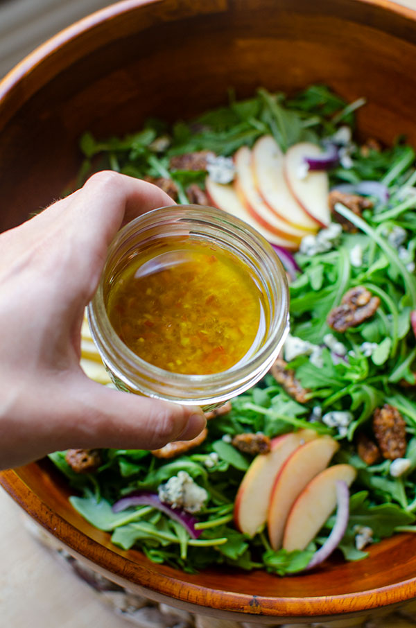 Vinaigrette and a bowl of salad