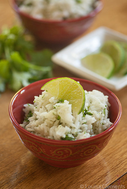 Cilantro Lime Rice in a red bowl