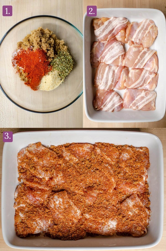 Three step process for making the chicken.
