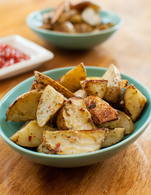 Spicy Pesto Roasted Potatoes