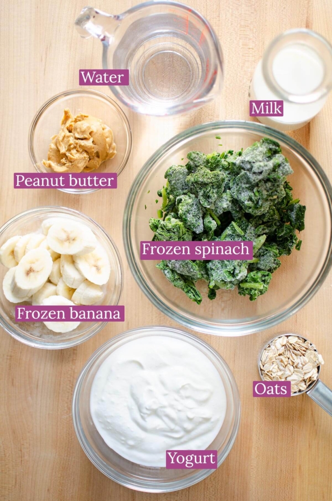 The ingredients to make the smoothie