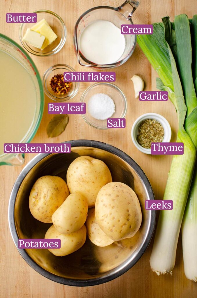 Ingredients on a board in separate bowls.