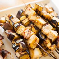 Grilled eggplant skewers are a great vegetarian barbecue option. via livinglou.com
