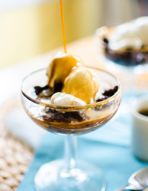 Dark chocolate brownie affogato is the ultimate Italian dessert. | livinglou.com