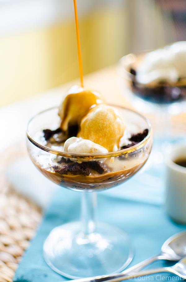 Dark chocolate brownie affogato is the ultimate Italian dessert. | livinglou.com