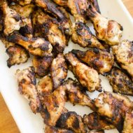 A platter of grilled Greek chicken wings