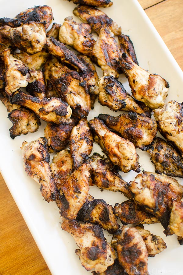 A platter of grilled Greek chicken wings