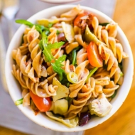 Closeup of finished dish in a bowl