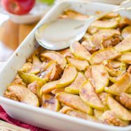 A simple and delicious brunch for fall, baked apple french toast will please any crowd. | www.livinglou.com