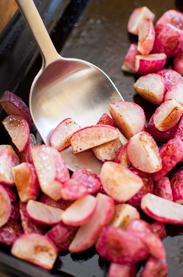 How to roast radishes using olive oil and salt. | livinglou.com