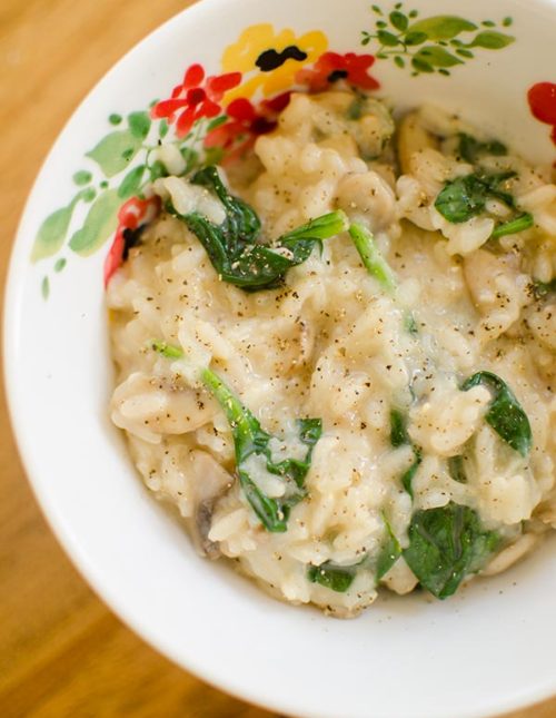 A classic recipe for spinach and mushroom risotto. | livinglou.com