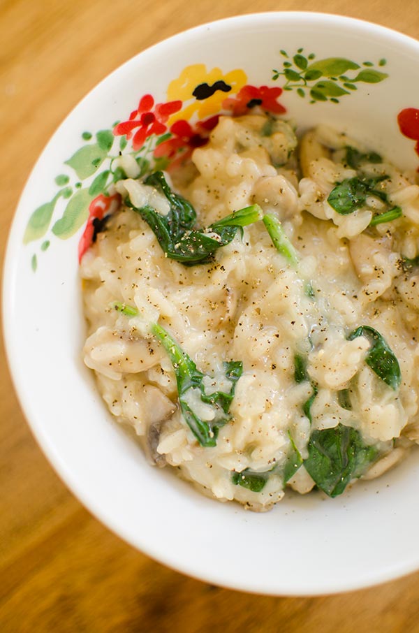 A classic recipe for spinach and mushroom risotto. | livinglou.com