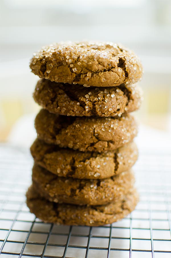 Chewy ginger molasses cookies made with egg whites for a perfectly cracked and crisp outside and chewy middle. | livinglou.com