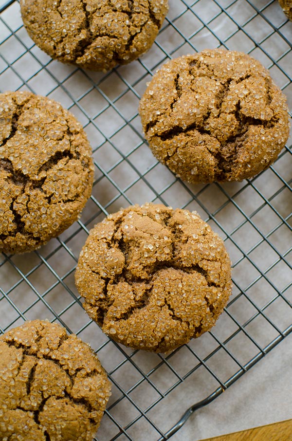 Chewy ginger molasses cookies made with egg whites for a perfectly cracked and crisp outside and chewy middle. | livinglou.com