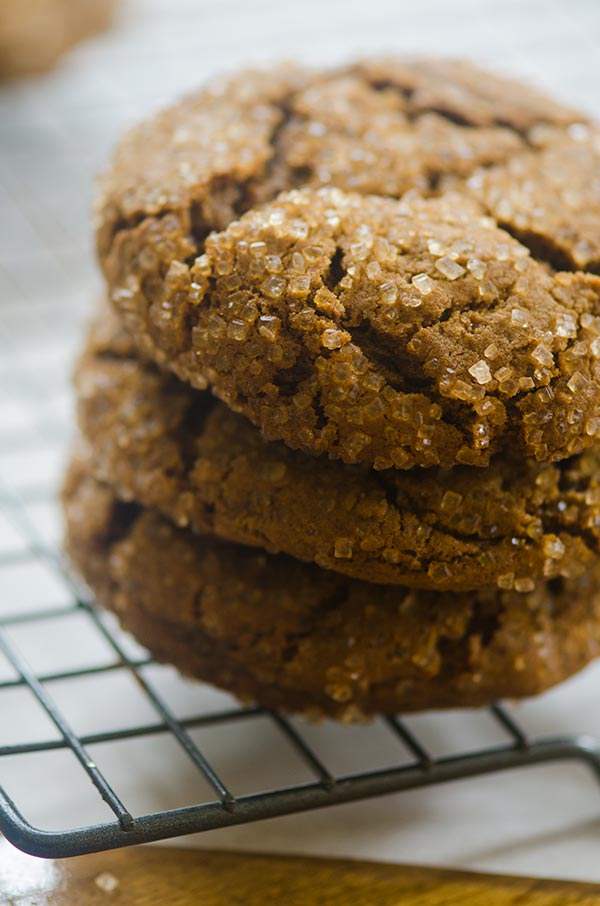 Chewy ginger molasses cookies made with egg whites for a perfectly cracked and crisp outside and chewy middle. | livinglou.com