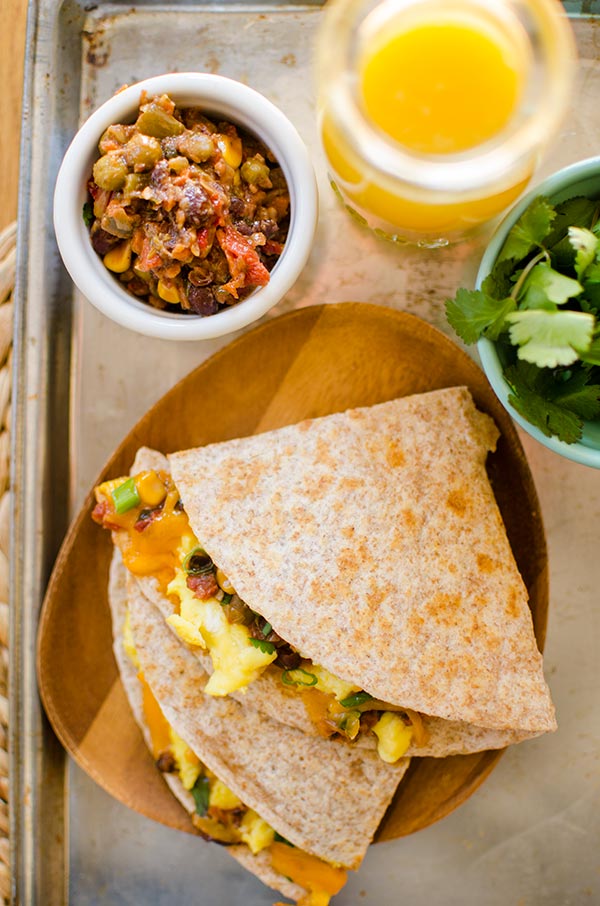 Quick Mexican-inspired breakfast quesadilla recipe. | livinglou.com