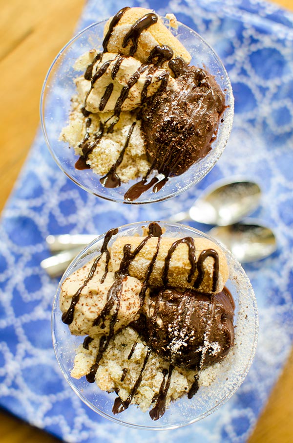 Tiramisu pudding parfaits are the perfect quick dessert with coffee whipped cream, lady finger cookies and chocolate pudding. | livinglou.com