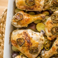 This recipe for balsamic jalapeno roasted chicken and potatoes is the ultimate comforting dinner recipe. | livinglou.com