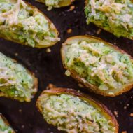 Broccoli and Gouda twice-baked potatoes aren't your typical baked potatoes! This cheesy version uses aged Gouda for extra bite and flavour. | livinglou.com
