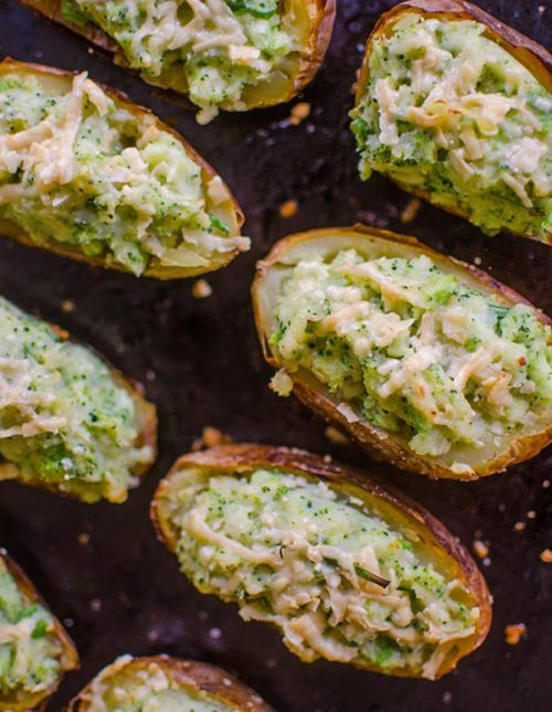 Broccoli and Gouda twice-baked potatoes aren't your typical baked potatoes! This cheesy version uses aged Gouda for extra bite and flavour. | livinglou.com