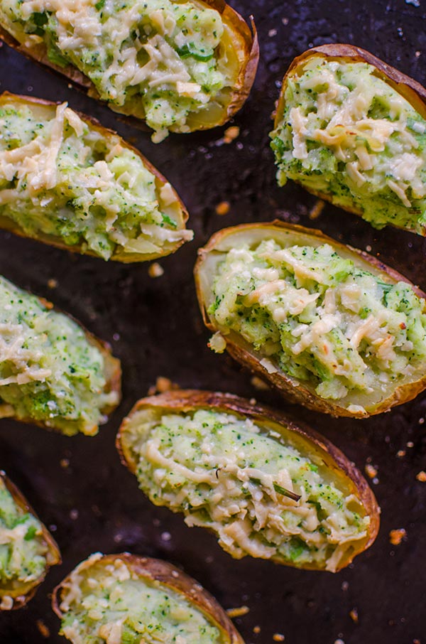 Broccoli and Gouda twice-baked potatoes aren't your typical baked potatoes! This cheesy version uses aged Gouda for extra bite and flavour. | livinglou.com