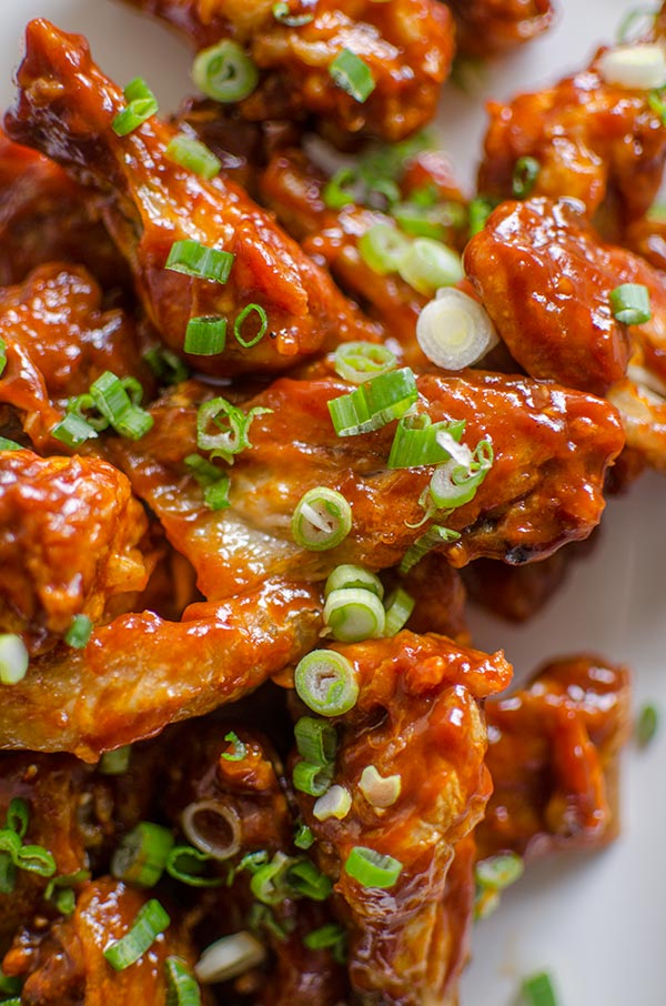 Korean-inspired chicken wings baked in the oven with a gochujang sauce. | livinglou.com