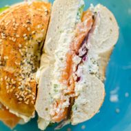 Make the best bagel and cream cheese at home with a simple recipe for cream cheese with scallions and capers--the perfect addition to smoked salmon. | livinglou.com