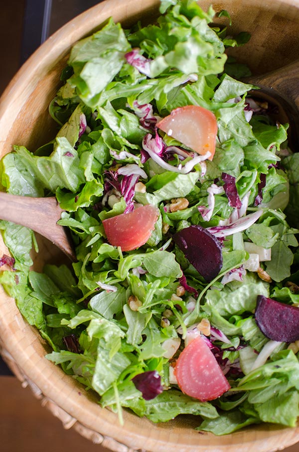 Roasted beet, radicchio and feta salad is perfect with a simple balsamic vinaigrette. | livinglou.com