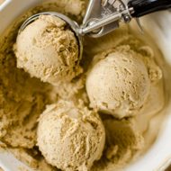 Homemade coffee ice cream is perfect creamy and the perfect summer desert with a simple custard base. | livinglou.com