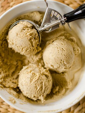 Homemade coffee ice cream is perfect creamy and the perfect summer desert with a simple custard base. | livinglou.com