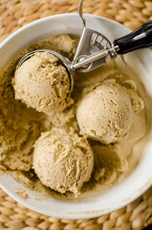 Homemade coffee ice cream is perfect creamy and the perfect summer desert with a simple custard base. | livinglou.com