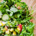 Salad in a glass bowl.