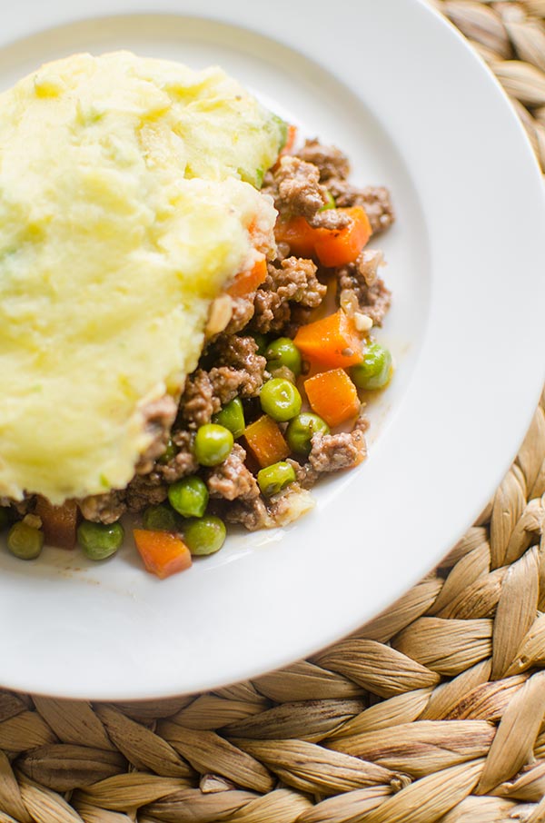 Piece of lamb shepherd's pie on plate