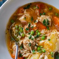 Bowl of pressure cooker chicken stew.