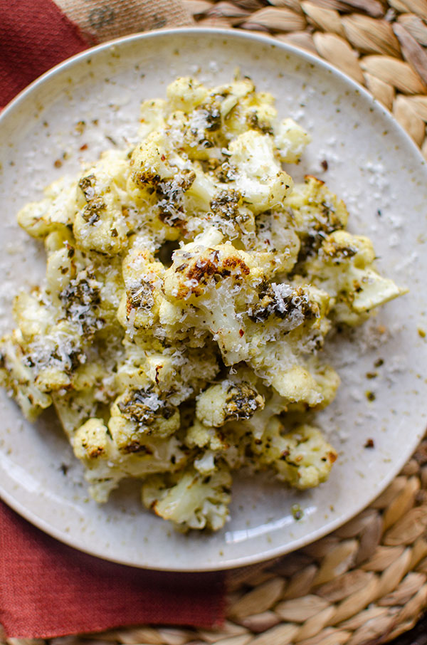 Roasted cauliflower on a plate