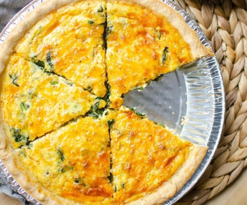 Quiche with a slice missing
