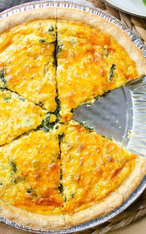 Quiche with a slice missing