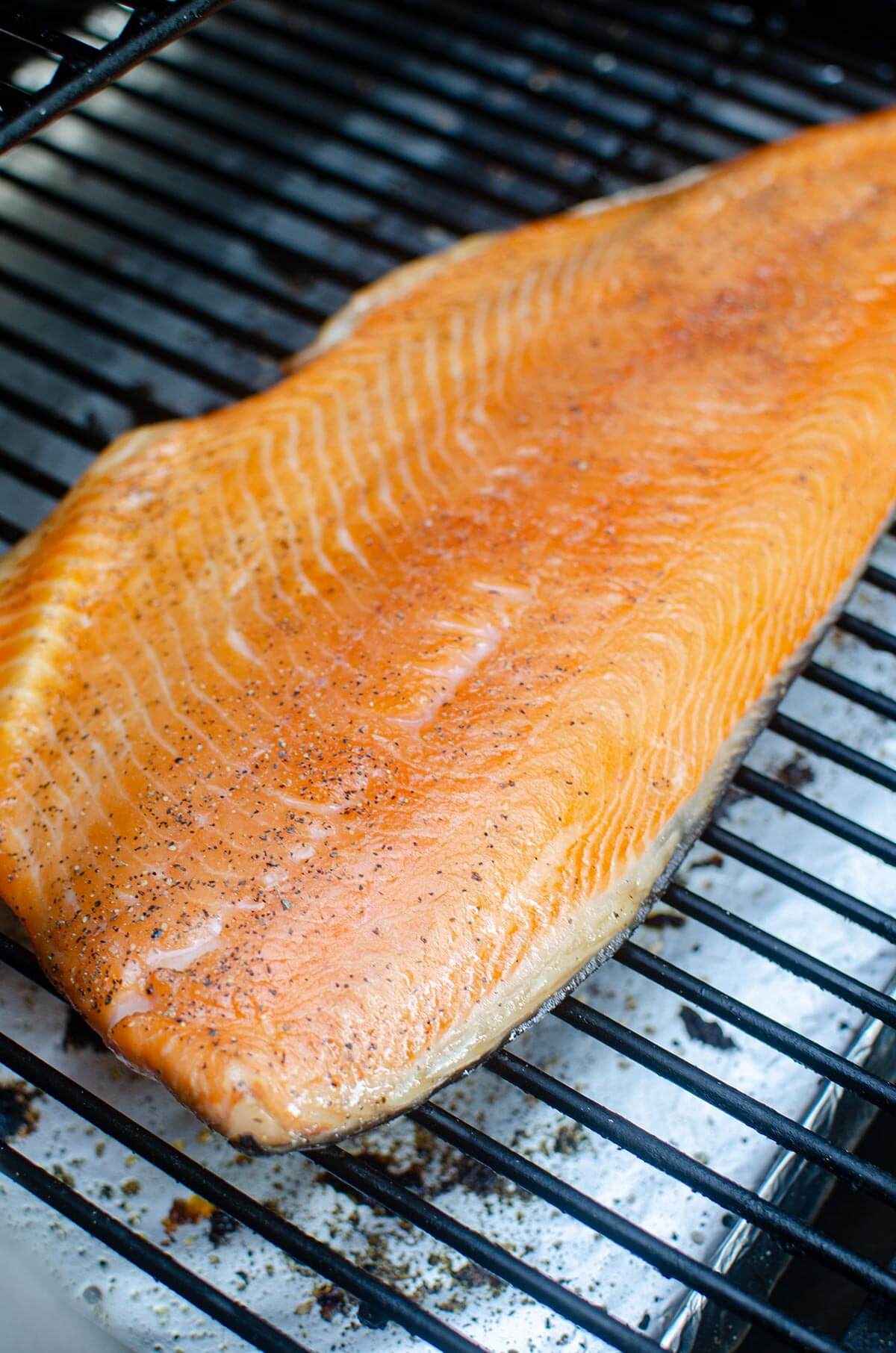 Salmon fillet on the smoker