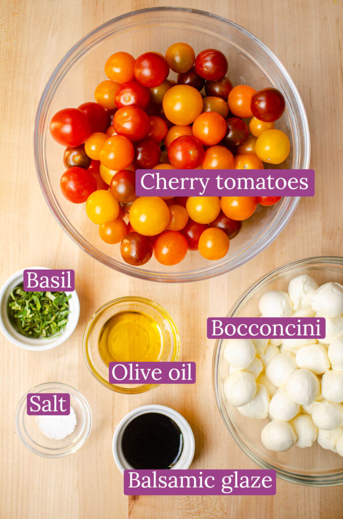 Ingredients for bocconcini salad.