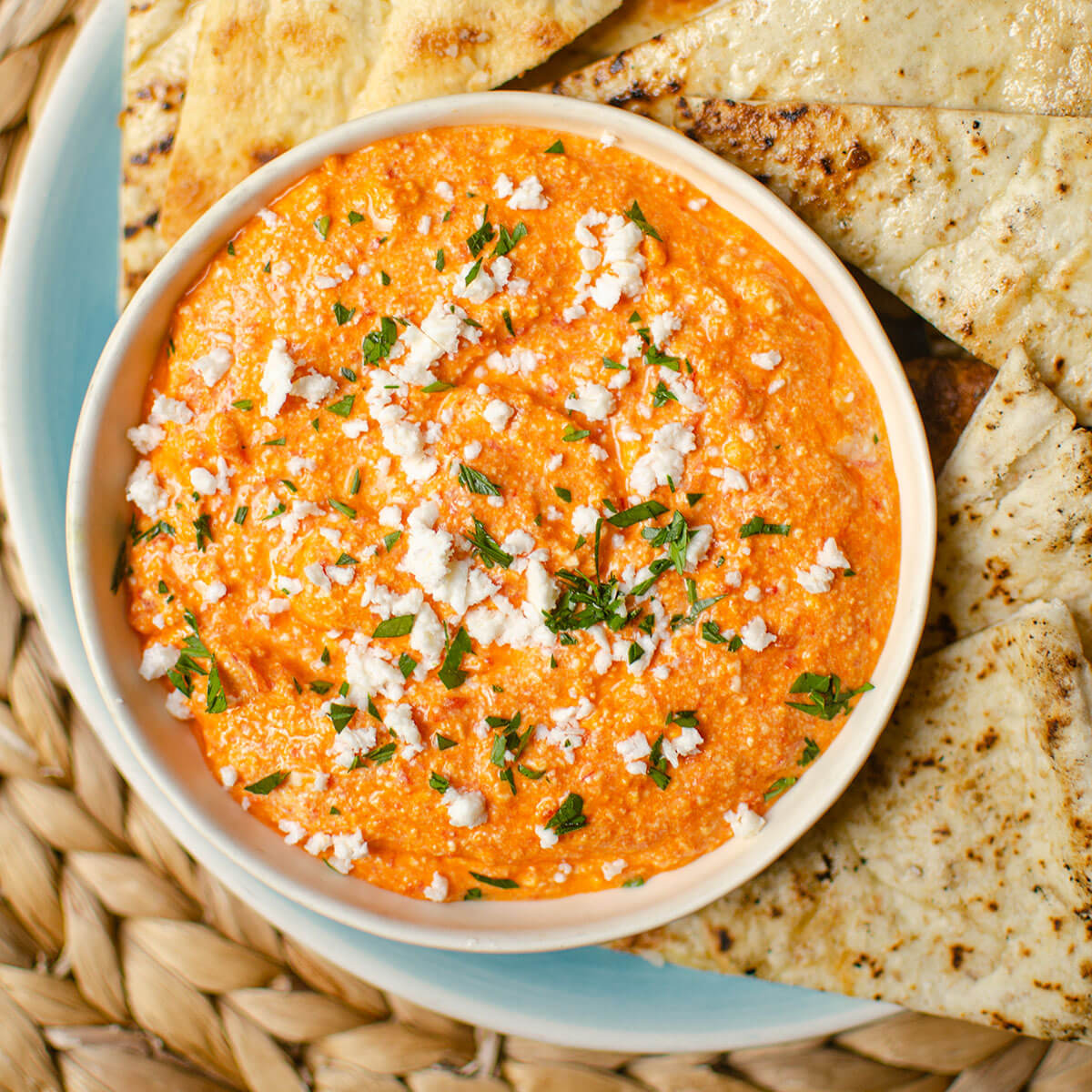 Closeup of dip in a white bowl.